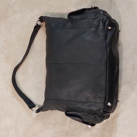 Marta Ponti Large black pebbled leather hobo bag With Silver Accents - Picture 6 of 15